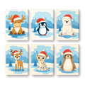 6 Mini Paintings - Christmas Animals Set