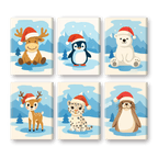 6 Mini Paintings - Christmas Animals Set