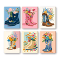 6 Mini Paintings - Flower Boots Set