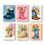 6 Mini Paintings - Flower Boots Set