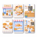 6 Mini Paintings - Bakery Set