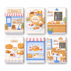 6 Mini Paintings - Bakery Set