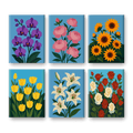 6 Mini Paintings - Beautiful Flowers Set