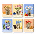 6 Mini Paintings - Blooming Vases Set