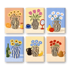 6 Mini Paintings - Blooming Vases Set