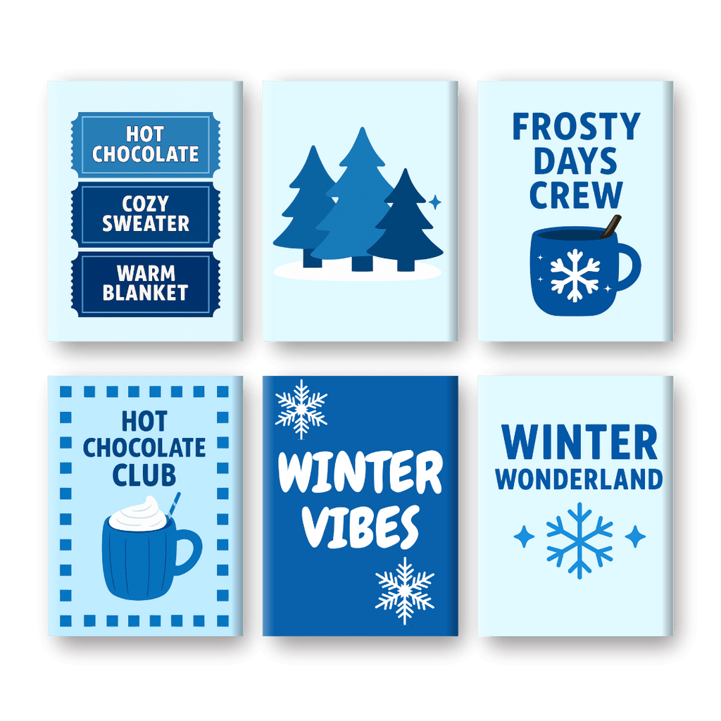 6 Mini Paintings | Blue Christmas Set