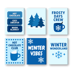 6 Mini Paintings | Blue Christmas Set