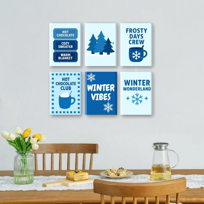 6 Mini Paintings | Blue Christmas Set