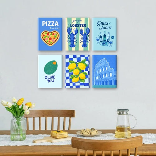6 Mini Paintings - Blue Italy Set
