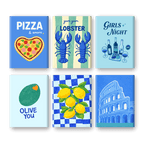 6 Mini Paintings - Blue Italy Set