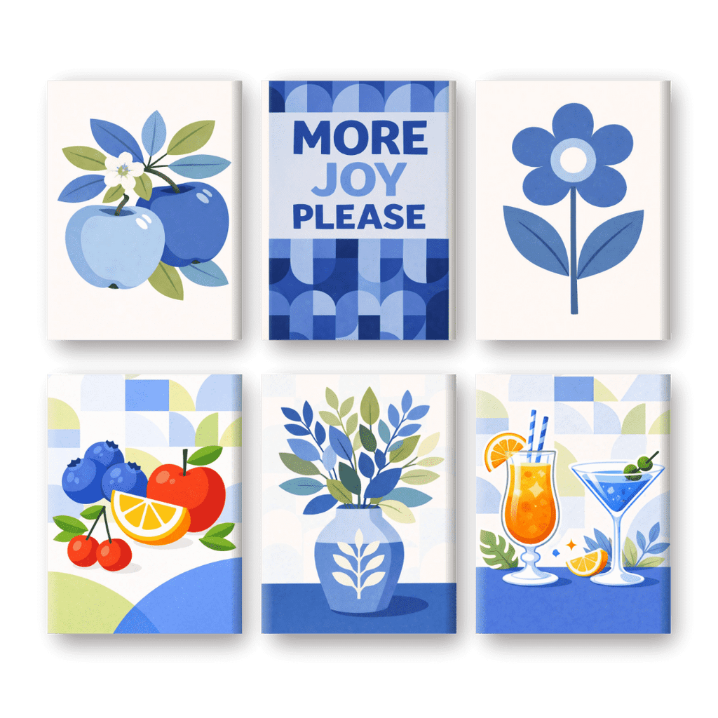 6 Mini Paintings - Blue Moments Set