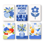 6 Mini Paintings - Blue Moments Set