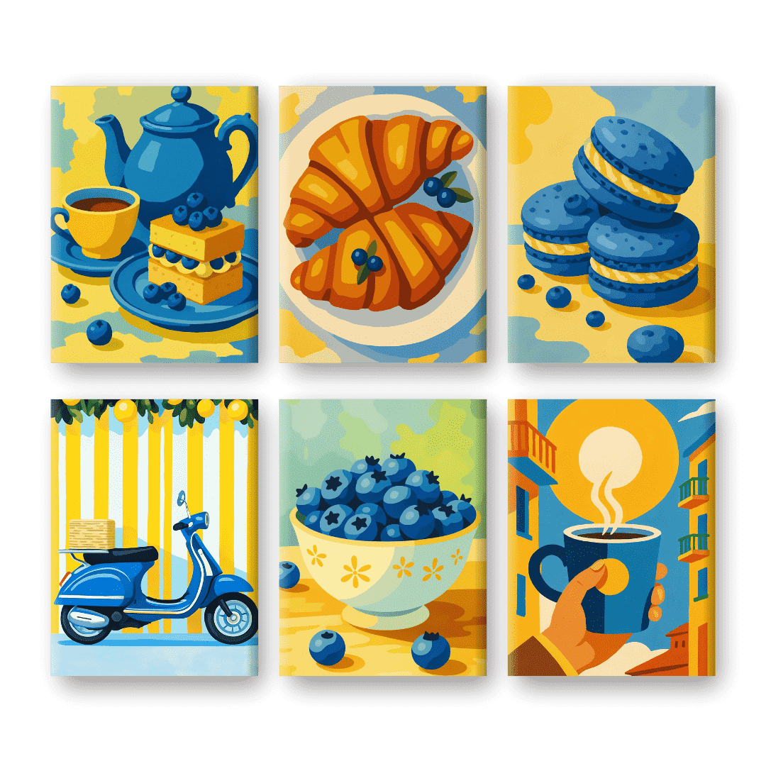 6 Mini Paintings - Blueberry Set
