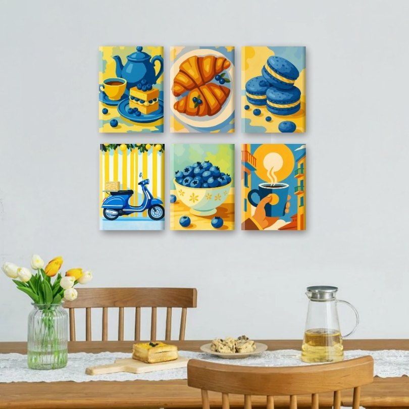 6 Mini Paintings - Blueberry Set