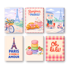 6 Mini Paintings - Bonjour Paris Set