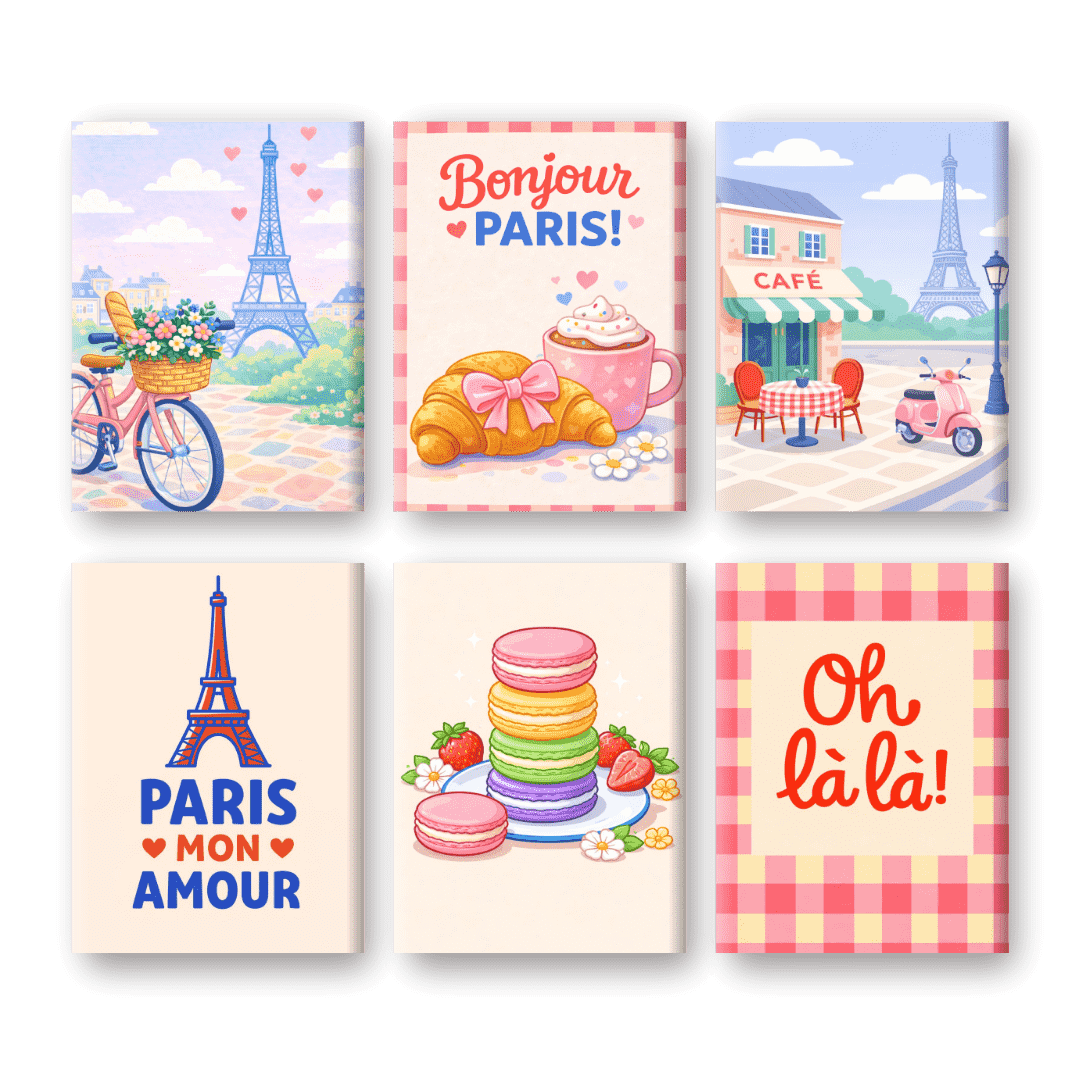 6 Mini Paintings - Bonjour Paris Set