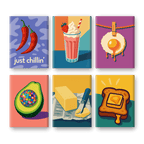 6 Mini Paintings - Breakfast Toast Set