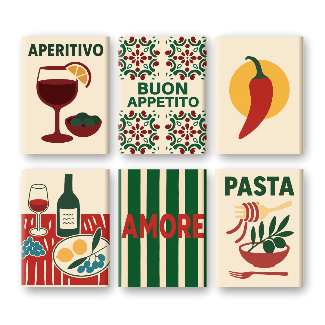 6 Mini Paintings - Buon Appetito Set