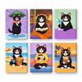 6 Mini Paintings - Cat Moments Set