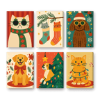 6 Mini Paintings - Cats & Dogs Christmas Set