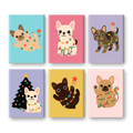 6 Mini Paintings | Christmas Bulldog Set