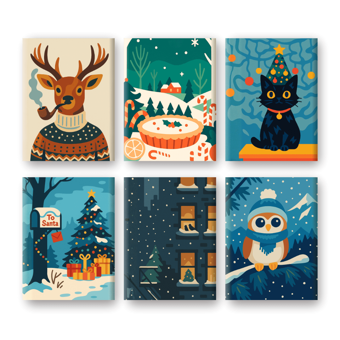 6 Mini Paintings | Christmas Charm Set