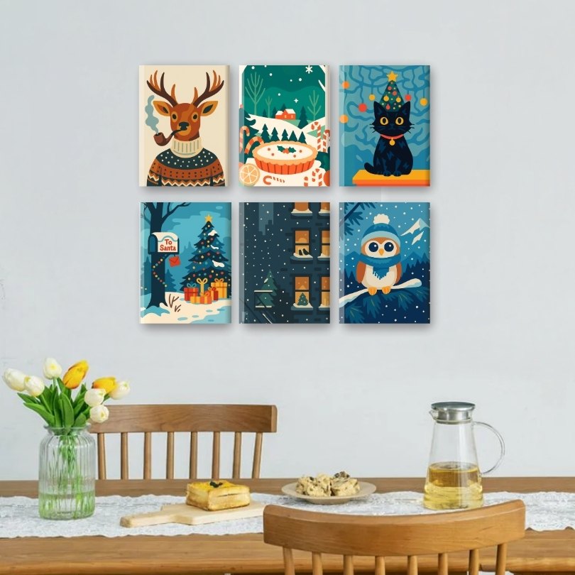 6 Mini Paintings | Christmas Charm Set