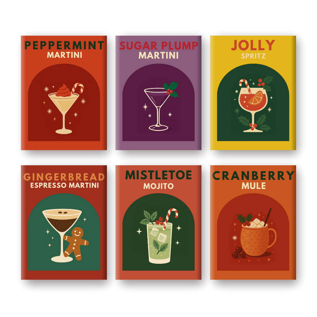 6 Mini Paintings - Christmas Cocktails Set