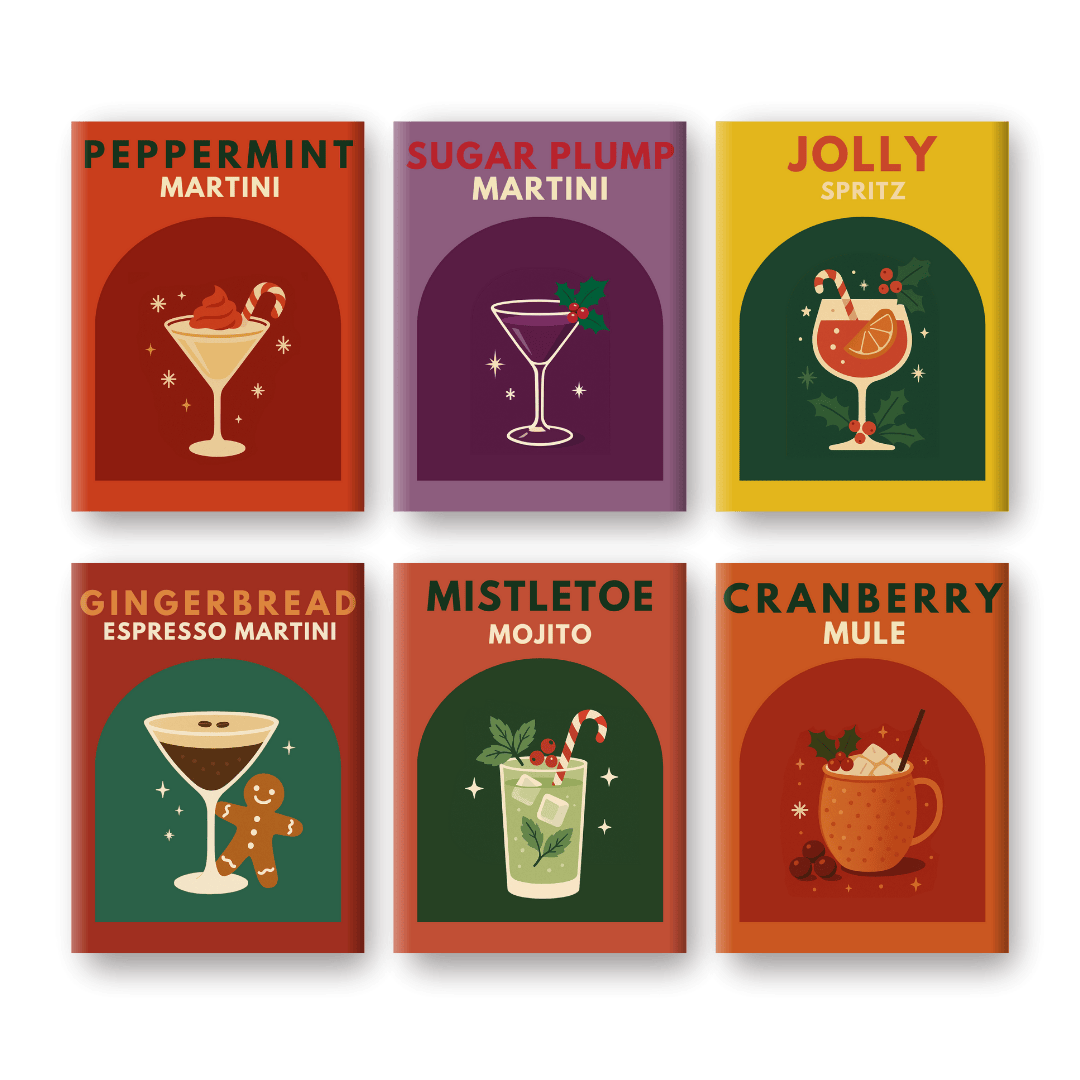 6 Mini Paintings - Christmas Cocktails Set