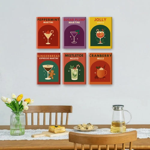 6 Mini Paintings - Christmas Cocktails Set
