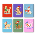 6 Mini Paintings - Christmas Dogs Set