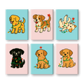 6 Mini Paintings | Christmas Puppies Set