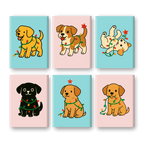 6 Mini Paintings | Christmas Puppies Set