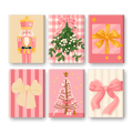 6 Mini Paintings - Christmas in Pink Set