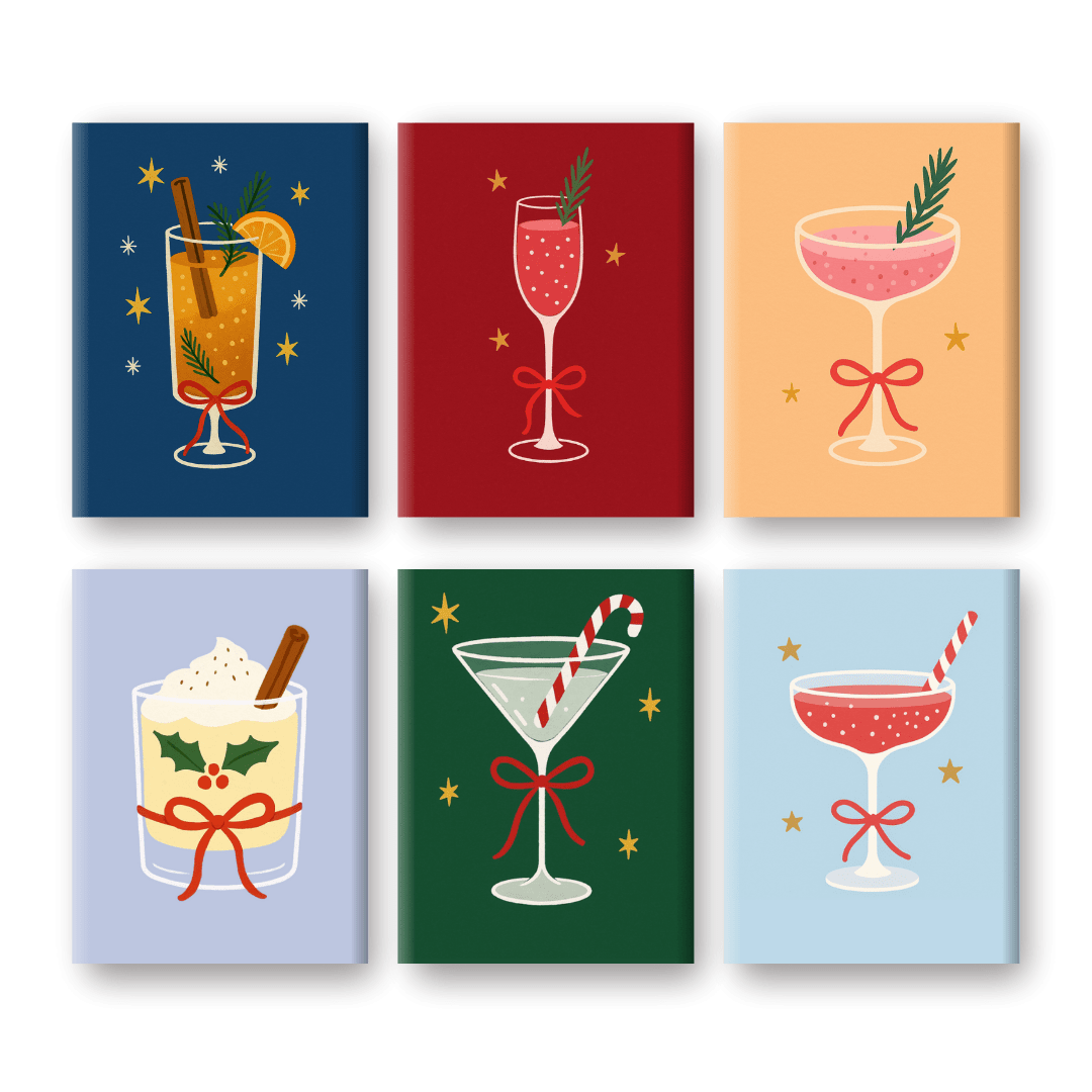 6 Mini Paintings - Classic Christmas Cocktails Set