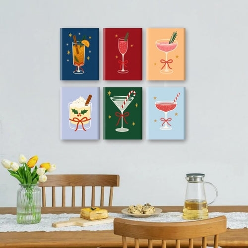 6 Mini Paintings - Classic Christmas Cocktails Set