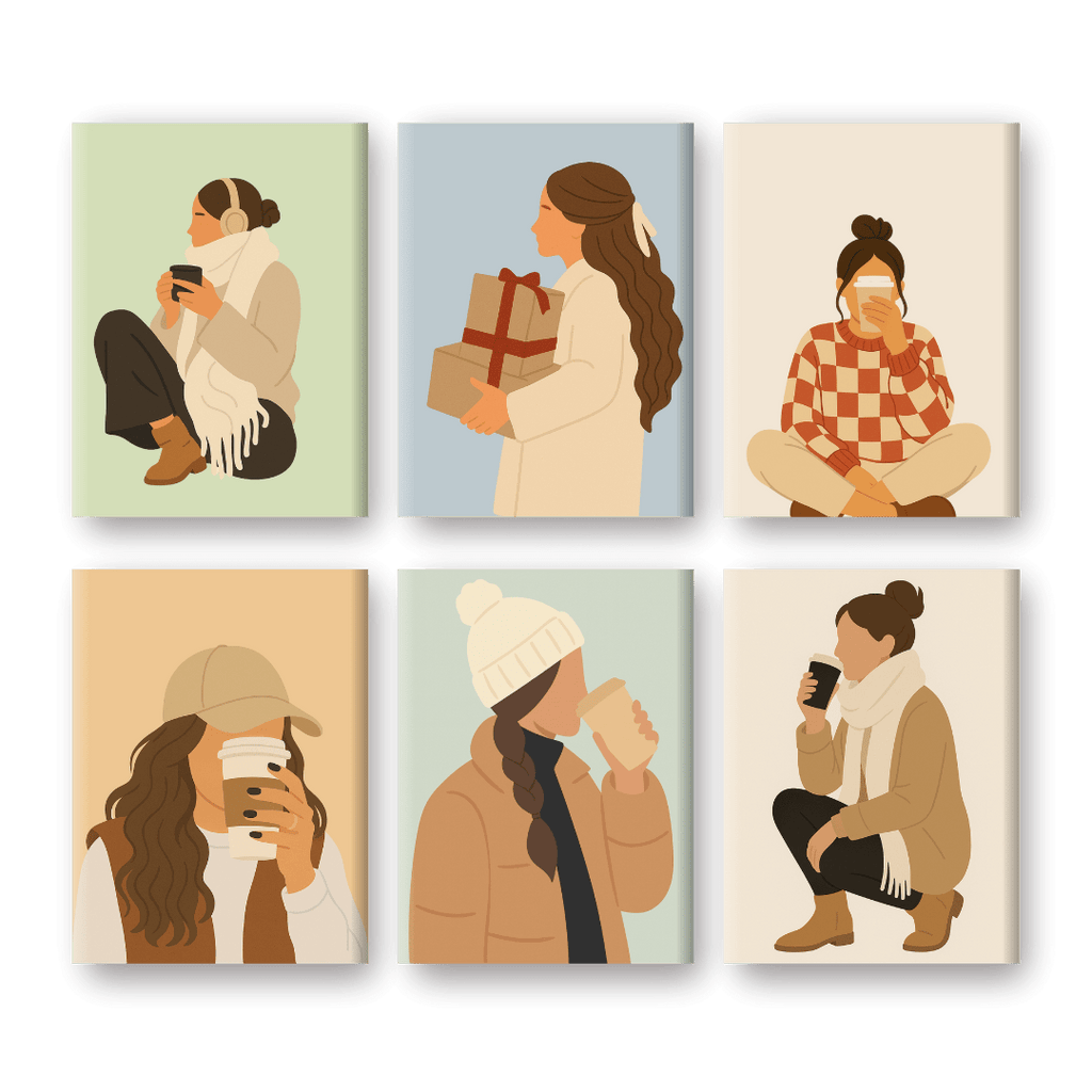 6 Mini Paintings - Coffee Season Set