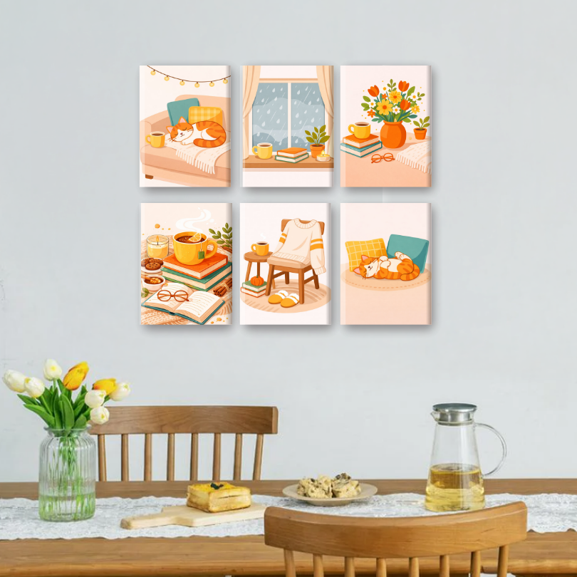 6 Mini Paintings - Coffee & Tea Moments Set