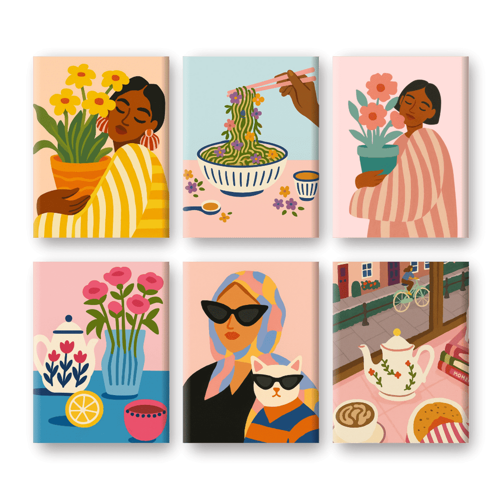 6 Mini Paintings | Colorful Lifestyle Set