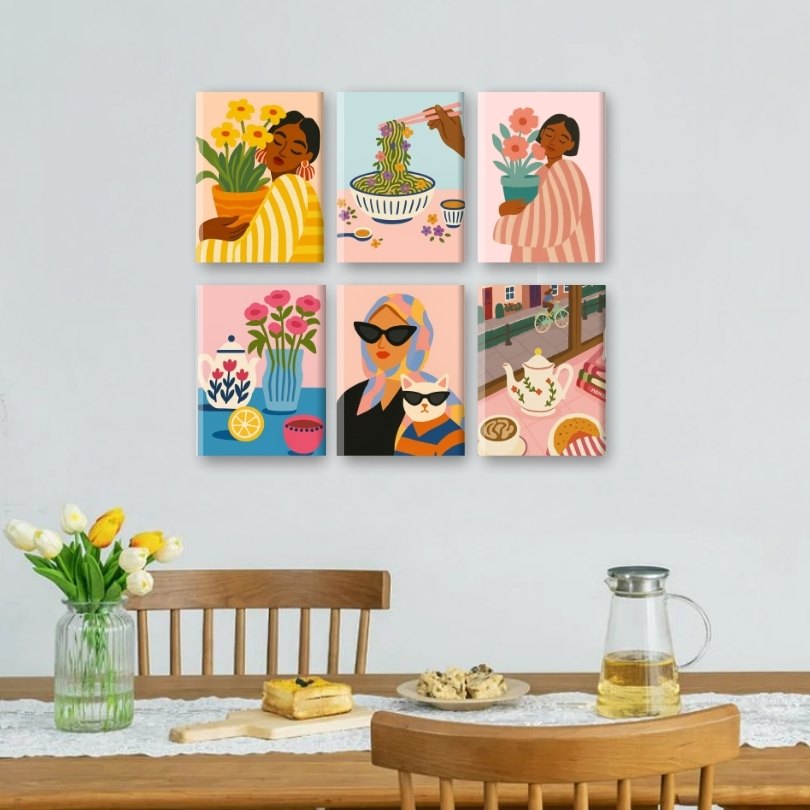 6 Mini Paintings | Colorful Lifestyle Set
