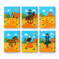 6 Mini Paintings - Cowboy Saloon Set