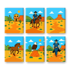 6 Mini Paintings - Cowboy Saloon Set
