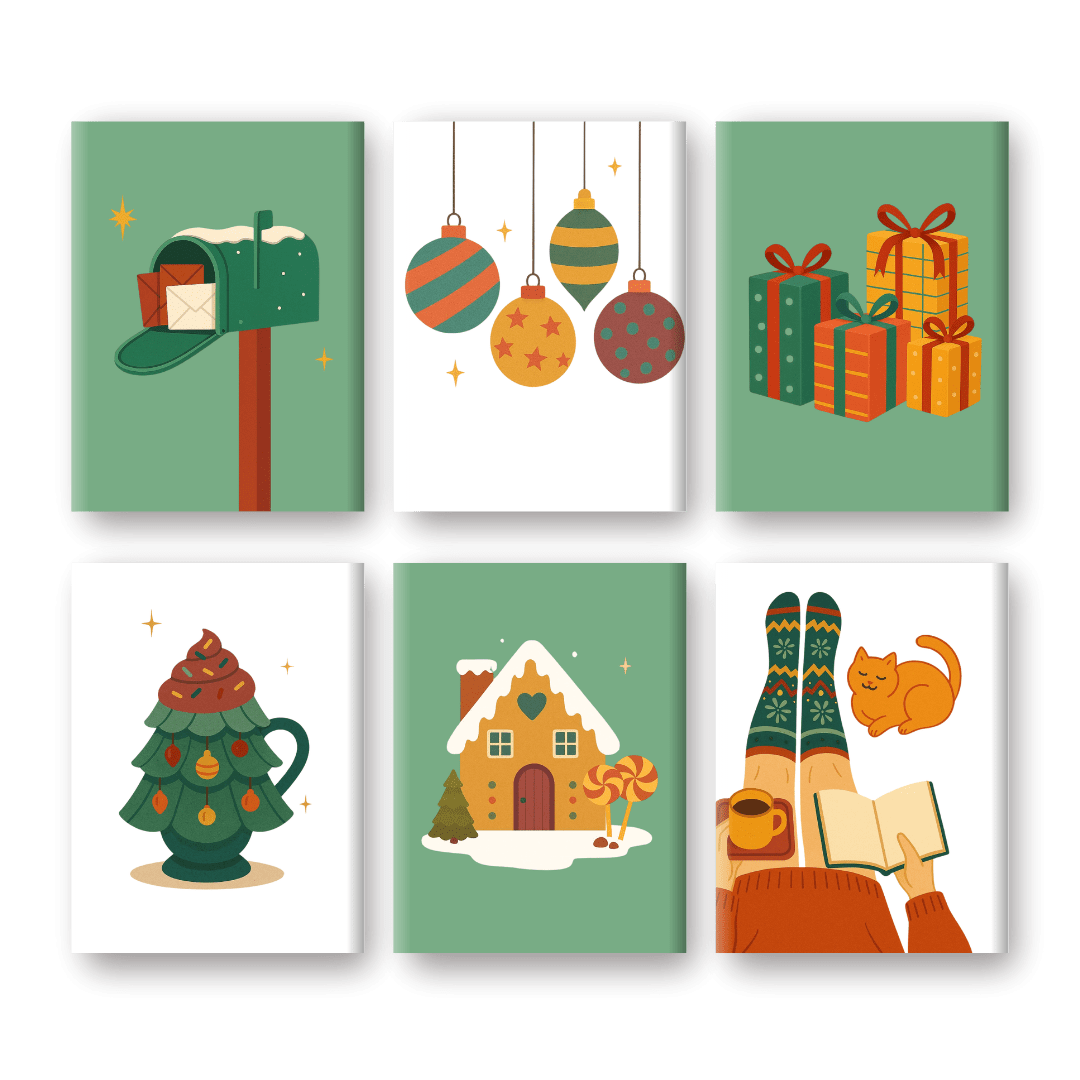 6 Mini Paintings - Cozy Christmas Season Set