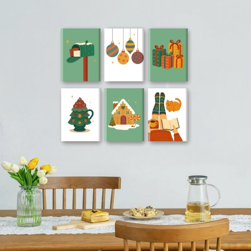6 Mini Paintings - Cozy Christmas Season Set