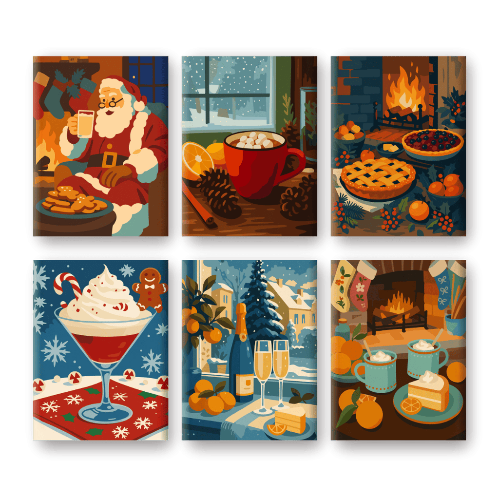 6 Mini Paintings - Cozy Christmas Set
