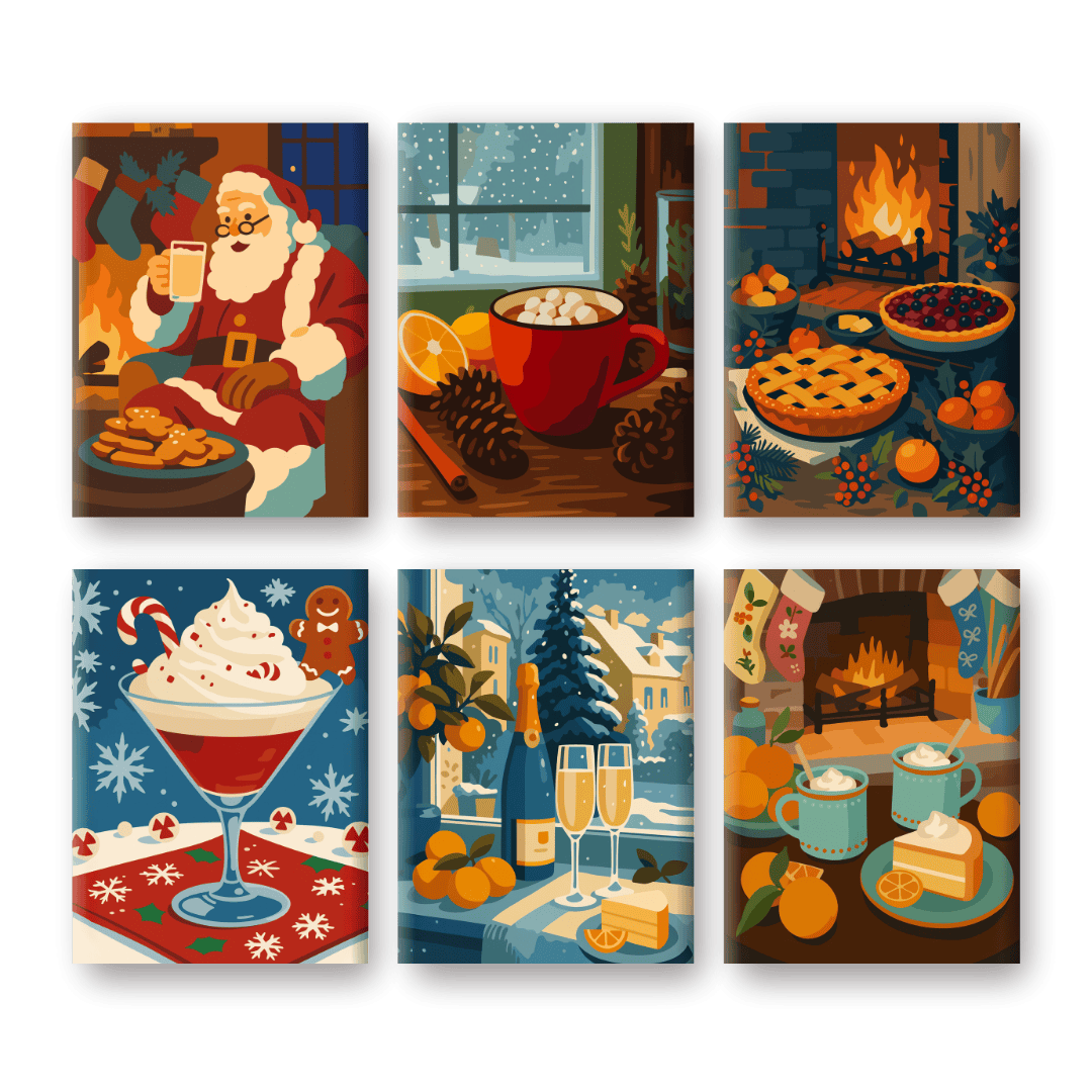 6 Mini Paintings - Cozy Christmas Set