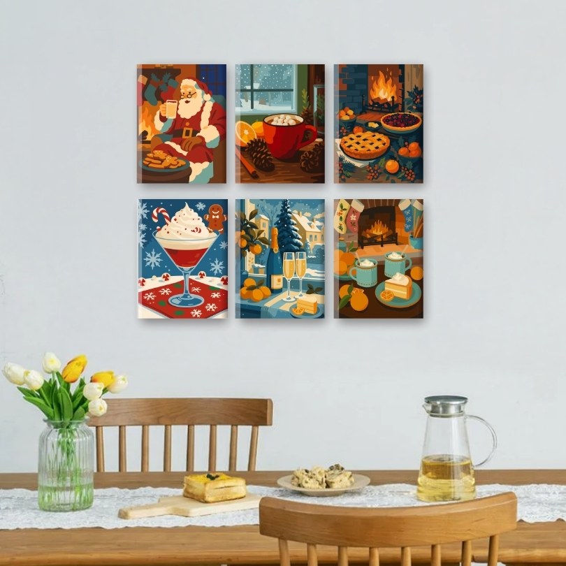 6 Mini Paintings - Cozy Christmas Set