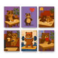 6 Mini Paintings - Cute Bears Set