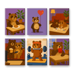 6 Mini Paintings - Cute Bears Set