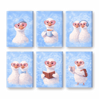 6 Mini Paintings - Cute Goose Set